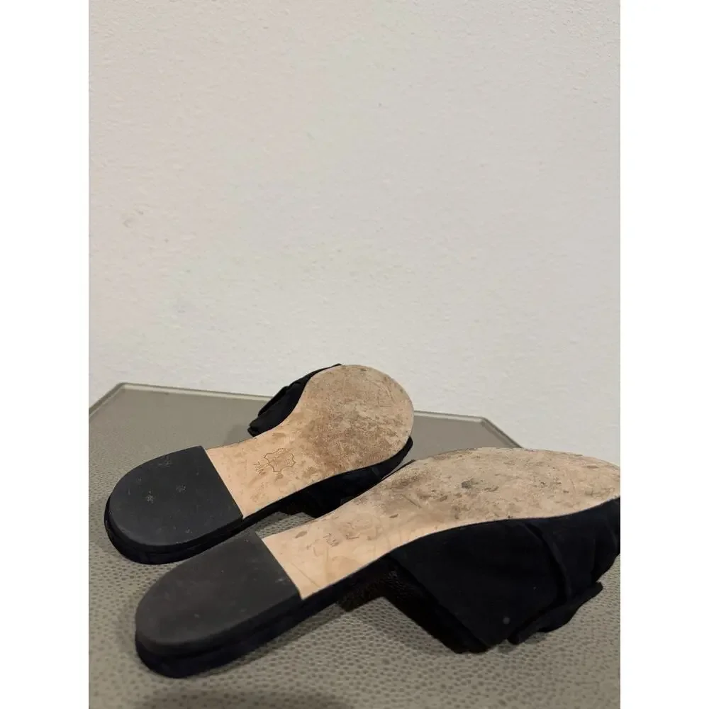 Tory Burch Womens Annabelle Black Bow Slip-On Slide Sandals Size 7.5 M